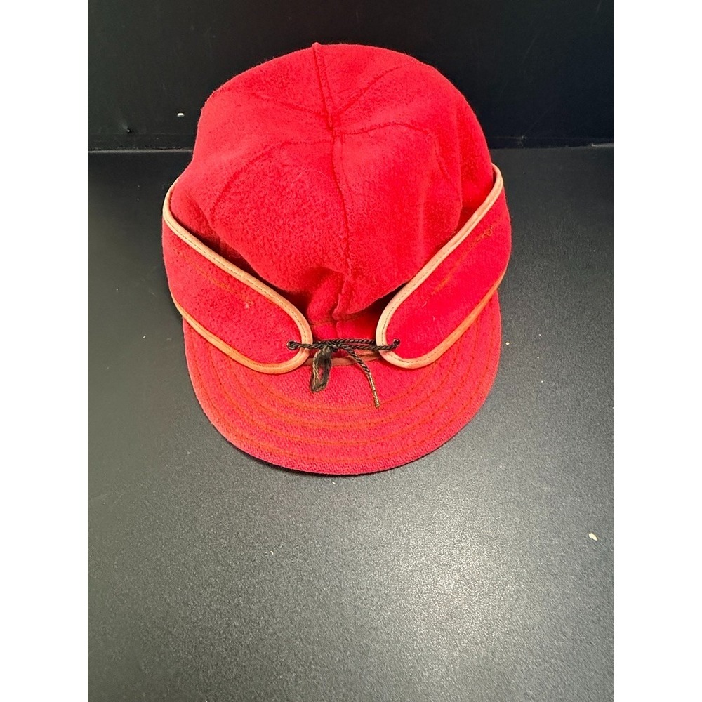 Vintage Stormy Kromer Red Wool Blizzard Kap Hat Hunting Trapper Usa Size 71/2